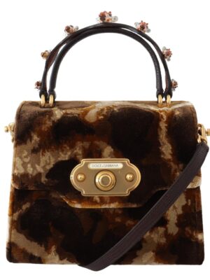 Dolce & Gabbana Elegant Giraffe Pattern Welcome Bag with Gold Accents