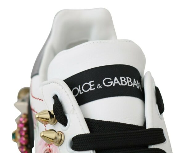 Dolce & Gabbana Floral Crystal-Embellished Leather Sneakers - Image 5