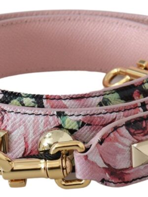 Dolce & Gabbana Floral Gold Stud Leather Strap in Pink