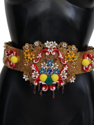 Dolce & Gabbana Gold-Tone Floral Crystal Waist Belt