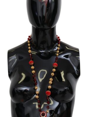 Dolce & Gabbana Elegant Red Crystal Gold-Plated Necklace