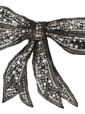 Dolce & Gabbana Crystal-Embellished Silk Bowtie - Silver Elegance