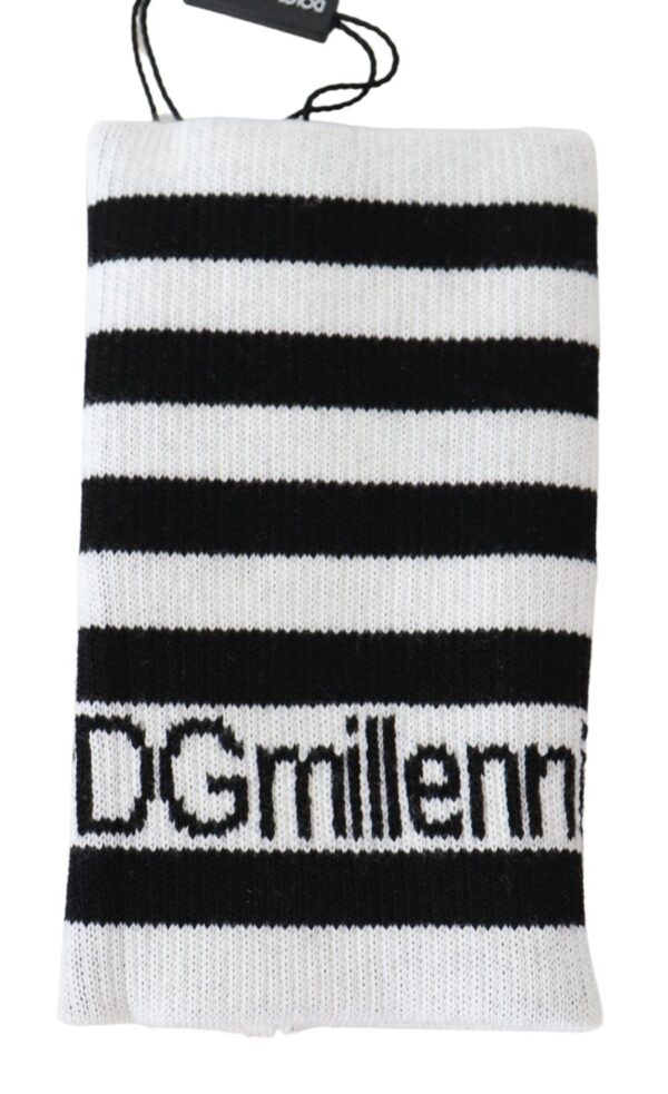 Dolce & Gabbana Elegant Black & White Wool Blend Wrist Wrap - Image 2