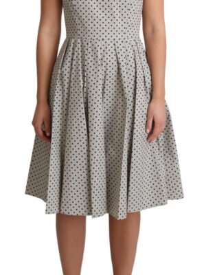 Dolce & Gabbana Polka-Dotted Beige Sleeveless A-line Dress