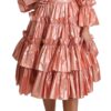 Dolce & Gabbana Pink Metallic Ruffled Gown Elegance - Image 2