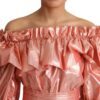 Dolce & Gabbana Pink Metallic Ruffled Gown Elegance - Image 5