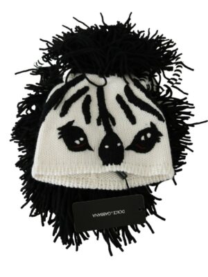 Dolce & Gabbana Black and White Knitted Cashmere Beanie