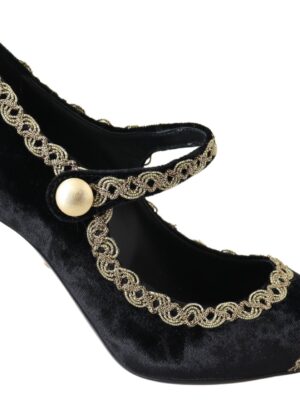 Dolce & Gabbana Elegant Velvet Patent Embroidered Pumps