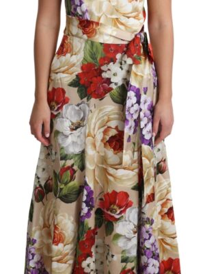 Dolce & Gabbana Elegant One-Shoulder Floral Silk Maxi Dress