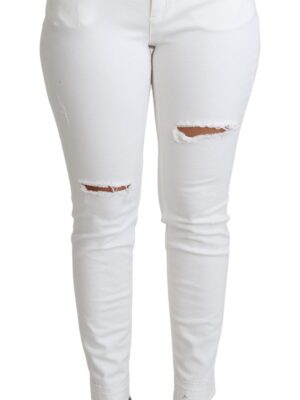 Dolce & Gabbana Chic White Mid Waist Designer Jeans