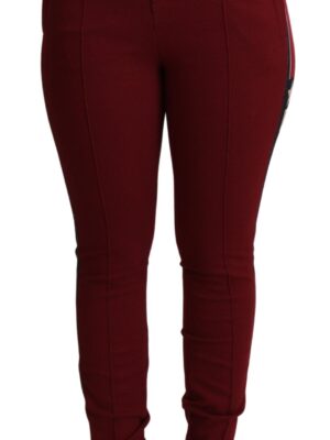 Dolce & Gabbana High-Waist Embroidered Red Skinny Trousers