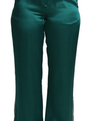 Dolce & Gabbana Exquisite Silk Pajama Trousers in Lush Green