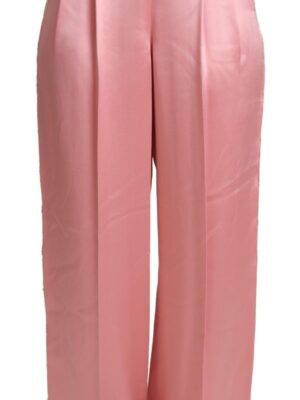Dolce & Gabbana Silk Blend Satin Wide-Leg Pants in Pink