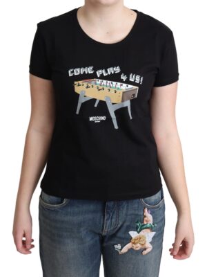 Moschino Chic Black Cotton Tee with Playful Print
