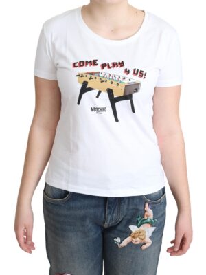 Moschino Chic Cotton Round Neck Tee with Playful Print