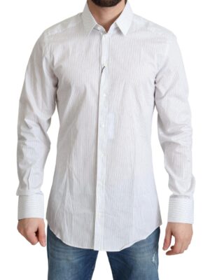 Dolce & Gabbana Elegant Striped Gold Dress Shirt