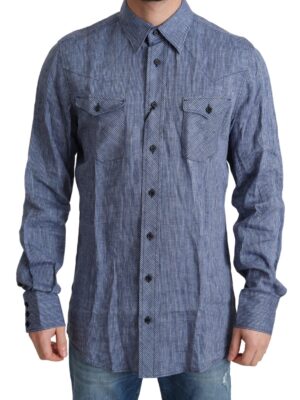 Dolce & Gabbana Elegant Striped Linen Button-Down Shirt