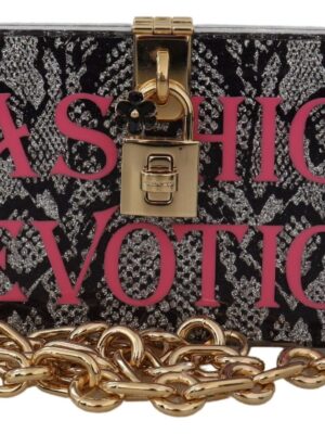 Dolce & Gabbana Gray Resin Dolce Box Clutch with Gold Details