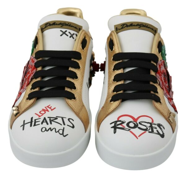 Dolce & Gabbana Elegant Sequined Floral Leather Sneakers - Image 7