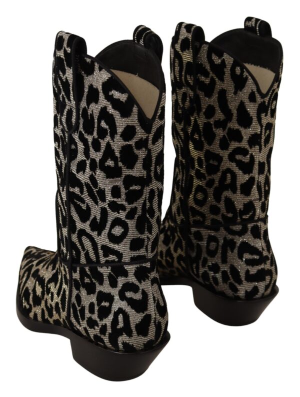 Dolce & Gabbana Elegant Leopard Print Mid Calf Boots - Image 4