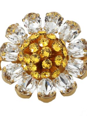 Dolce & Gabbana Crystal Flower Statement Ring Size US 7.5