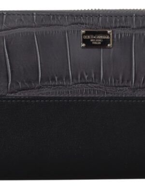 Dolce & Gabbana Elegant Textured Leather Zip-Around Wallet