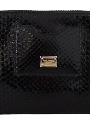 Dolce & Gabbana Exotic Leather Black Wristlet Wallet