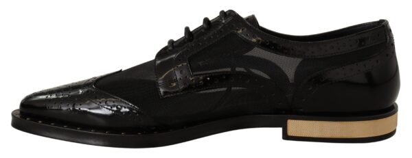 Dolce & Gabbana Elegant Gold-Trimmed Black Oxford Lace-Ups - Image 4