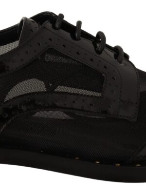 Dolce & Gabbana Elegant Gold-Trimmed Black Oxford Lace-Ups