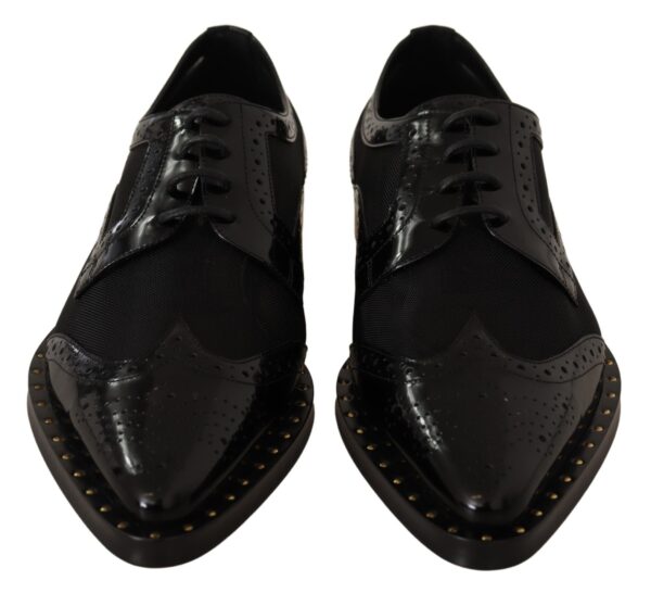 Dolce & Gabbana Elegant Gold-Trimmed Black Oxford Lace-Ups - Image 7