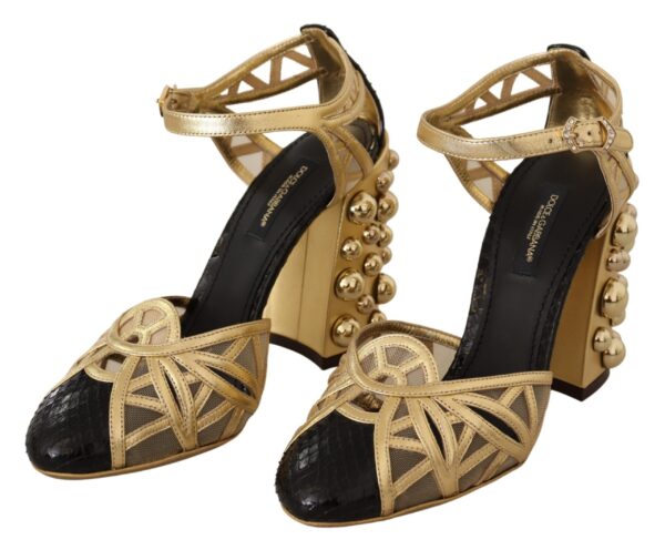 Dolce & Gabbana Elegant Crystal Studded Leather Pumps - Image 2