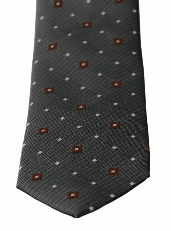 Dolce & Gabbana Elegant Gray Patterned Silk Blend Neck Tie - Image 2