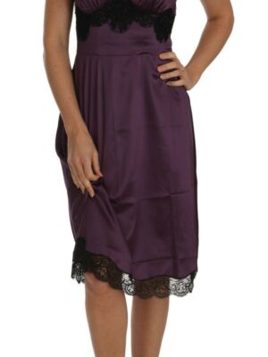 Dolce & Gabbana Elegant Purple Silk Lace Chemise Dress