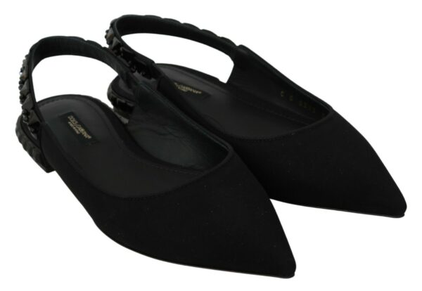 Dolce & Gabbana Elegant Silk Blend Slingback Flats with Crystals - Image 6
