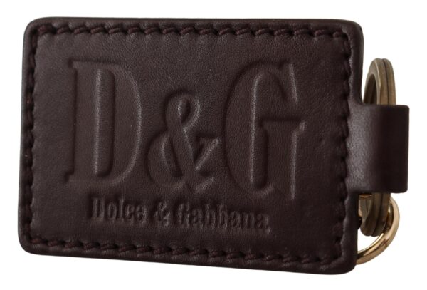 Dolce & Gabbana Elegant Unisex Leather Keyring with Gold Detail - Image 3