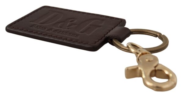 Dolce & Gabbana Elegant Unisex Leather Keyring with Gold Detail - Image 4