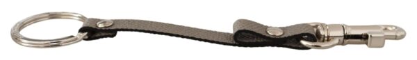 Dolce & Gabbana Elegant Gray Leather Keyring with Silver Accents - Image 3