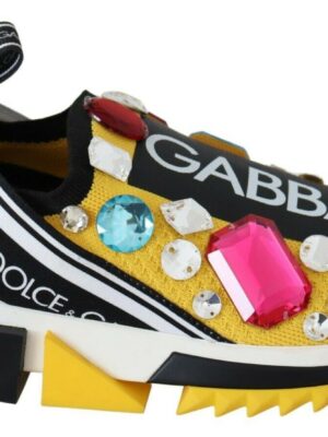 Dolce & Gabbana Embellished Yellow Sorrento Sneakers
