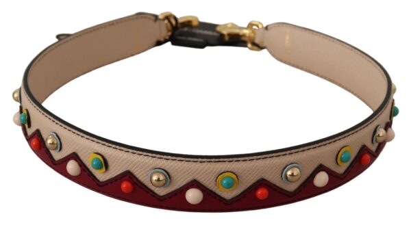 Dolce & Gabbana Elegant Beige Leather Shoulder Bag Strap - Image 3