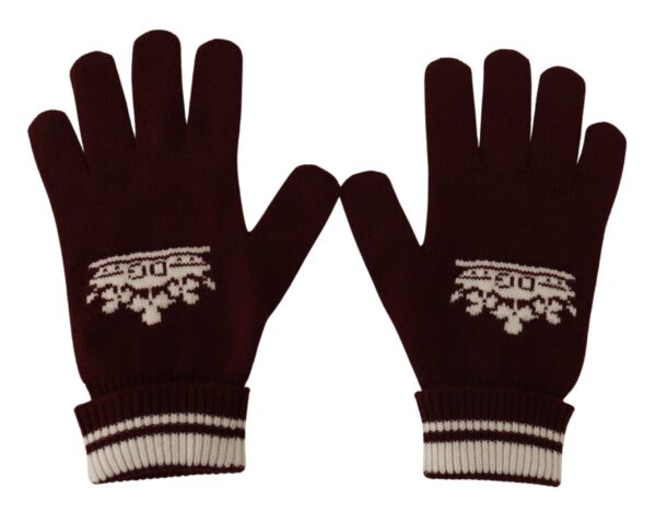 Dolce & Gabbana Elegant Red Cashmere Gloves with Crown Motif - Image 4