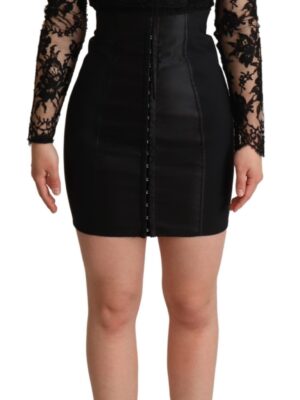 Dolce & Gabbana Elegant Black Lace Mini-Dress Delight
