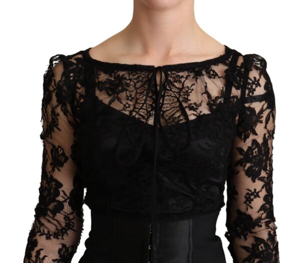 Dolce & Gabbana Elegant Black Lace Mini-Dress Delight - Image 4