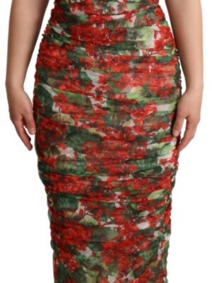 Dolce & Gabbana Elegant Red Floral Midi Sheath Dress