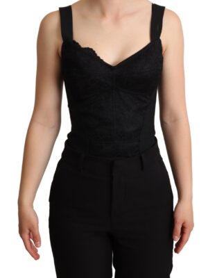 Dolce & Gabbana Elegant Black Lace Bodysuit Corset Dress