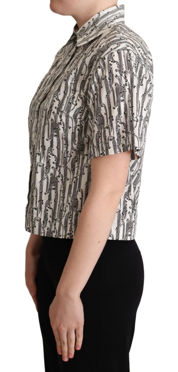 Dolce & Gabbana Elegant Floral Cotton Polo Top - Image 2