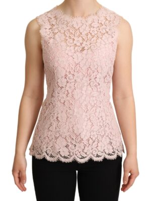 Dolce & Gabbana Elegant Pink Lace Sleeveless Blouse