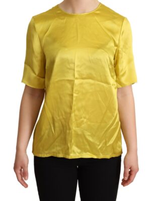Dolce & Gabbana Elegant Silk Short Sleeve Blouse Top - Yellow