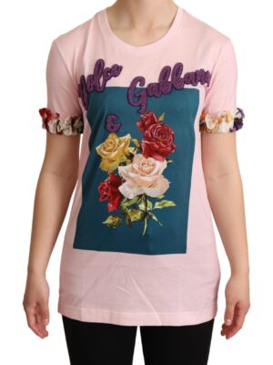 Dolce & Gabbana Elegant Floral Rose Applique T-Shirt