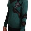 Dolce & Gabbana Elegant Green Pullover with Black Lace Detail - Image 2