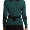 Dolce & Gabbana Elegant Green Pullover with Black Lace Detail - Image 3